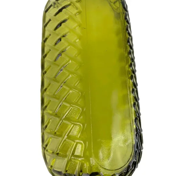 Vintage Indiana Glass Co Avocado Green Celery Dish Pretzel Pattern - Picture 7 of 11